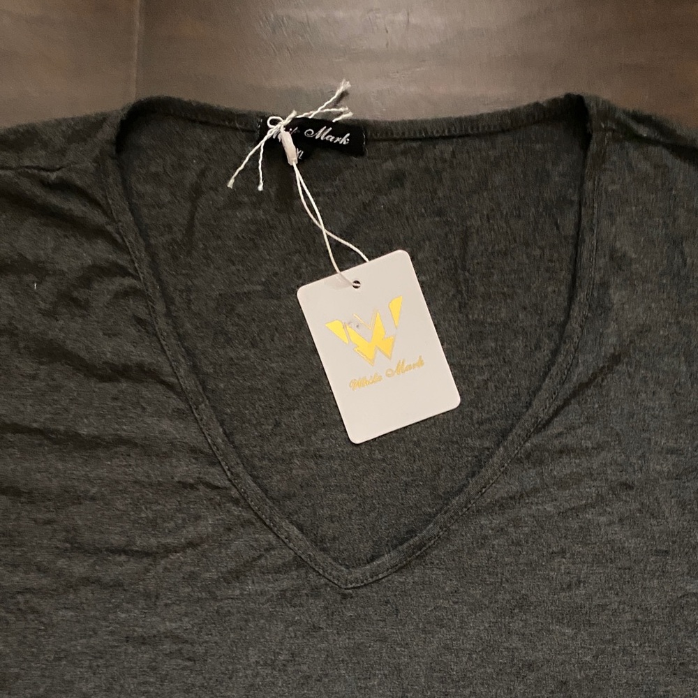 Charcoal Gray V-Neck T-Shirt Dress - Picture 3 of 4